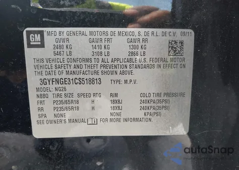 2012 Cadillac Srx Standard z USA, uszkodzony, nr VIN 3GYFNGE31CS518813